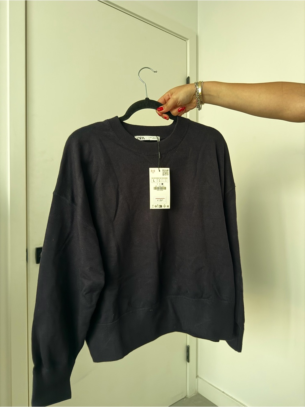 Zara Navy Crewneck Sweater NWT